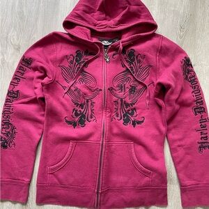 Harley Davidson Raspberry Wine Hoodie with Black Accents